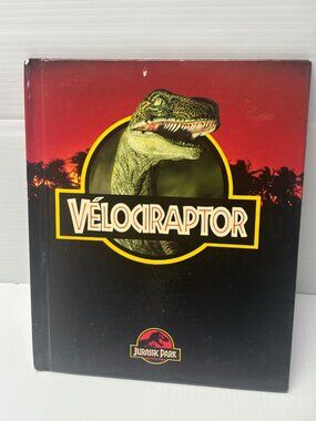 Jurassic Park Velociraptor Hardcover Book 1993 French Edition Vintage Dinosaur